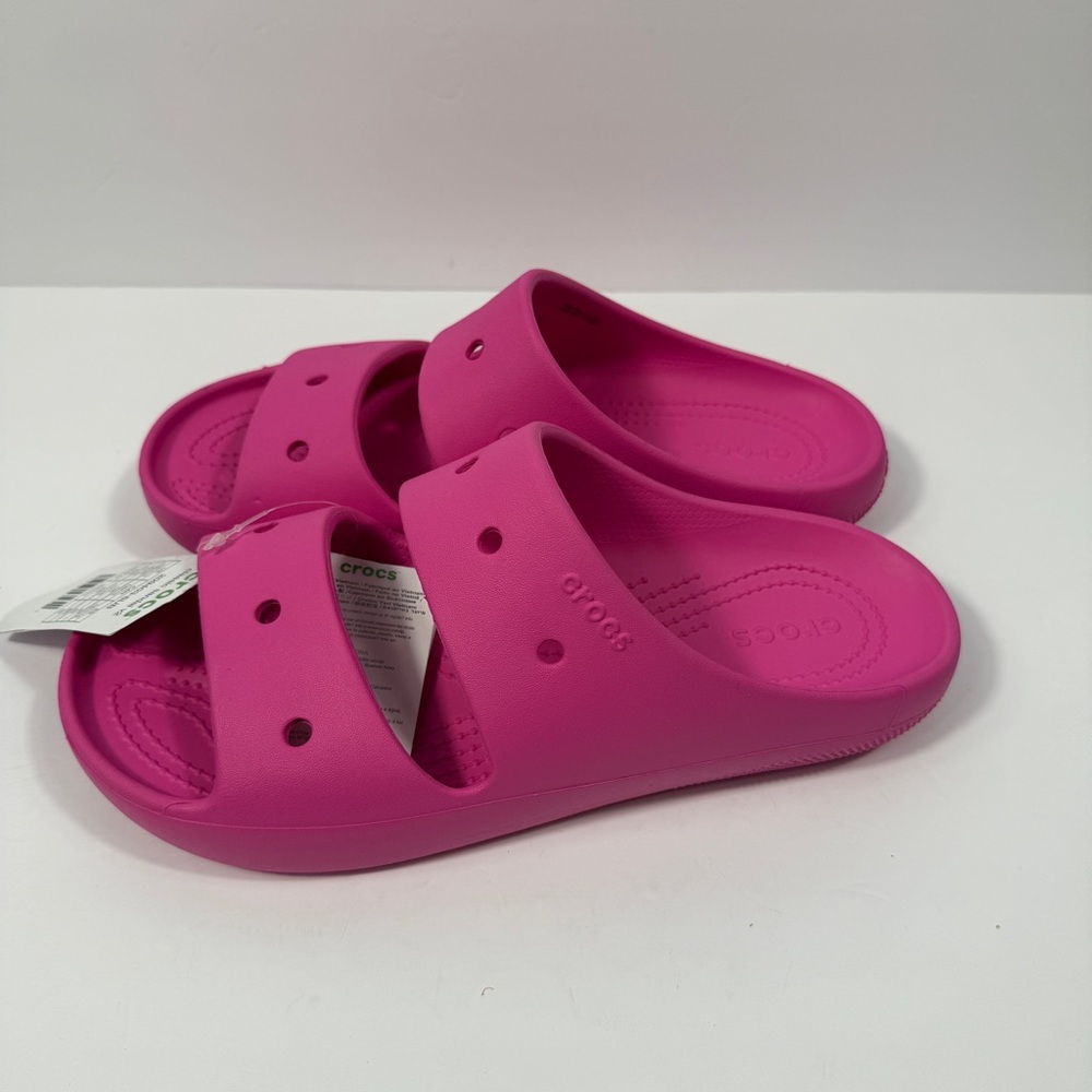 NWT CROCS Classic Sandal v2 Bright Pink Women’s 10 Shoe Comfort Slip On - Picture 4 of 6